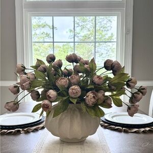 Viral Tan Peony Stems by Ashland Floral Arrangement in an Off-White Round Vase